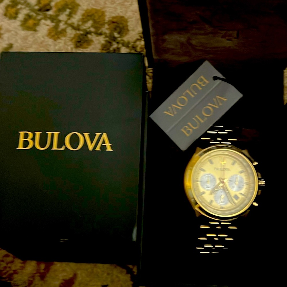 Authentic Bulova chronograph stainless Steel Quartz Watch NEW in Box